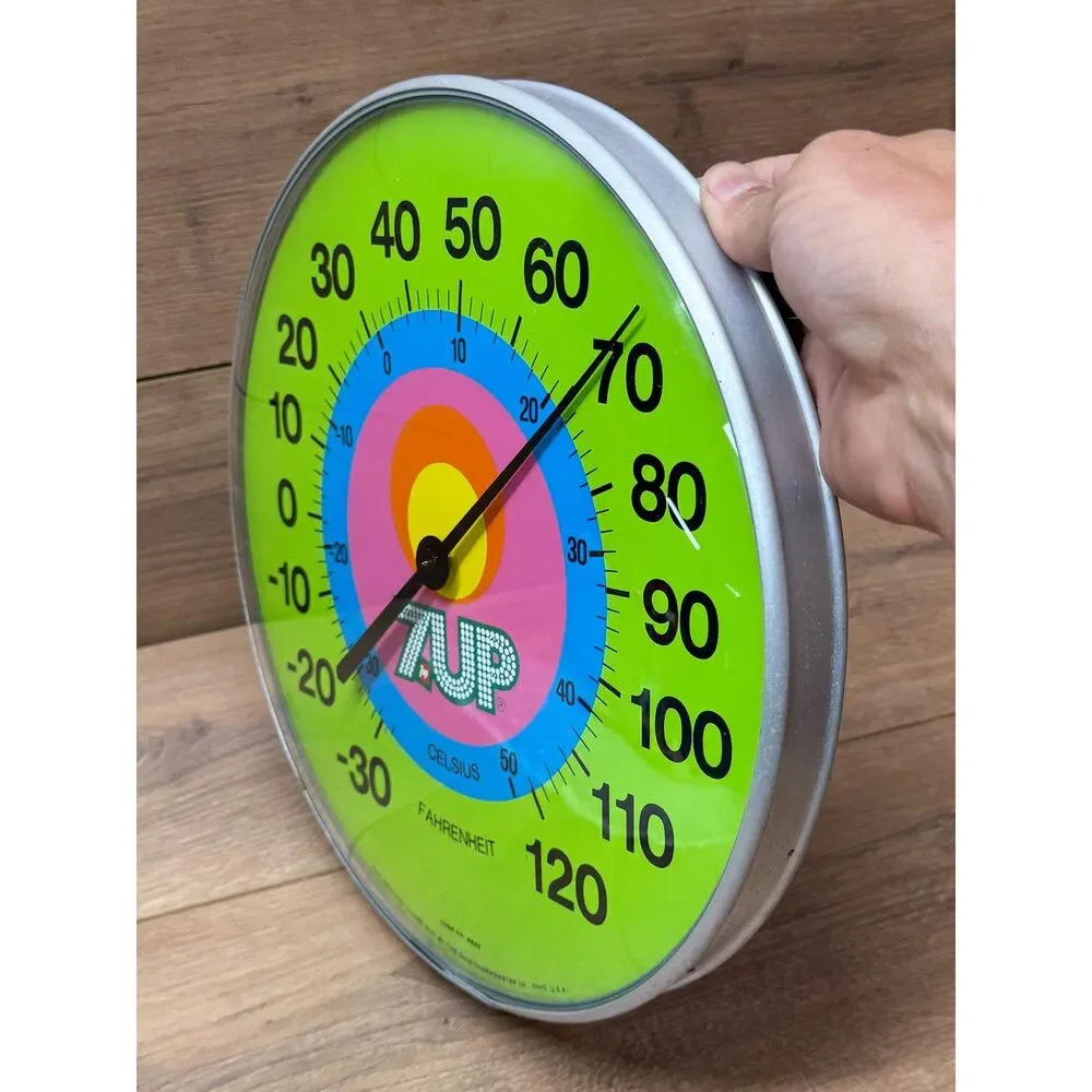 Vintage 7UP Dial Thermometer Sign Ohio Thermometer Co. 12